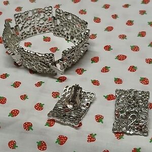 Silver Filigree Bracelet and Earrings Set